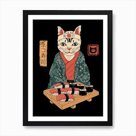 Neko Sushi Bar Art Print
