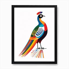 Colourful Geometric Bird Pheasant 6 Art Print