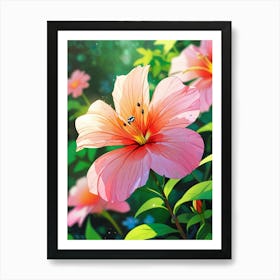 Pink Flower Wallpaper Art Print