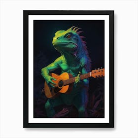 Iguana Playing Guitar 2 Art Print