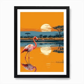 Greater Flamingo African Rift Valley Tanzania Tropical Illustration 1 Art Print