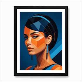 Geometric Fashion Woman Portrait Pop Art Orange (22) Art Print