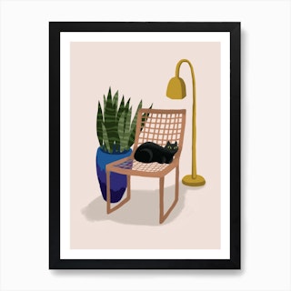 Chair Cat Art Print