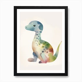 Baby Diplodocus Dinosaur Watercolour Illustration 2 Art Print