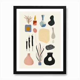 Cute Objects Abstract Illustration 15 Art Print