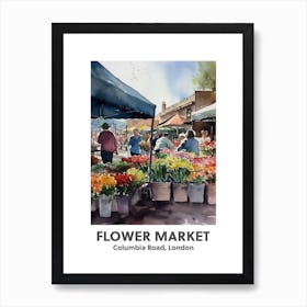 Flower Market, Columbia Road, London 1 Watercolour Travel Poster Art Print