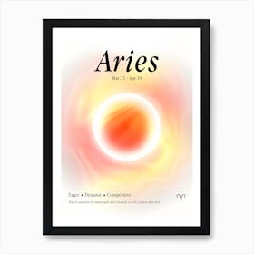Aries, Fire Color Aura, Zodiac Sign Design Art Print