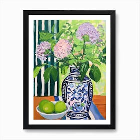 Flowers In A Vase Still Life Painting Lilac 1 Art Print