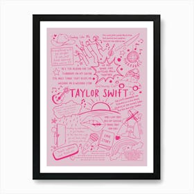 Taylor Swift Pink Doodle Lyrics Art Print