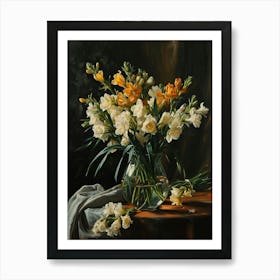 Baroque Floral Still Life Freesia 2 Art Print