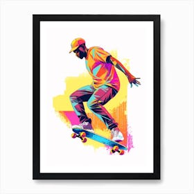 Skateboarding In Oslo, Norway Gradient Illustration 1 Art Print
