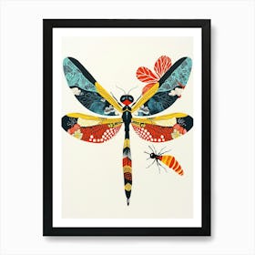 Colourful Insect Illustration Damselfly 1 Art Print