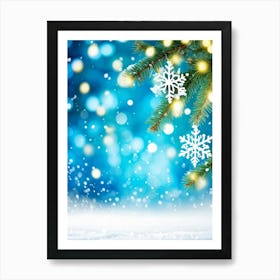 Christmas Background With Snowflakes Art Print