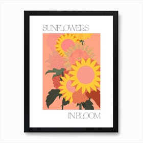 Sunflowers In Bloom Flowers Bold Illustration 1 Art Print