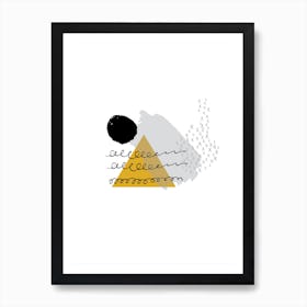 Abstract Mustard Mountain and Sun Art Print