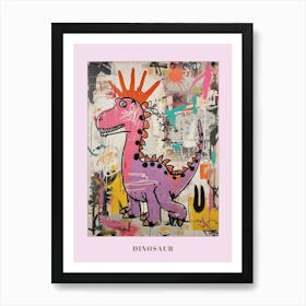 Abstract Dinosaur Pink Lilac Graffiti Brushstroke Poster Art Print