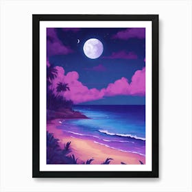 Full Moon On The Beach 1 Art Print