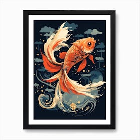 Goldfish Animal Drawing In The Style Of Ukiyo E 4 Art Print