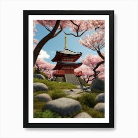 Cherry Blossom Pagoda Art Print