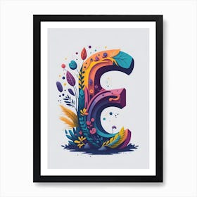 Colorful Letter E Illustration 26 Art Print