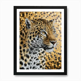 Leopard On Gold Background Art Print