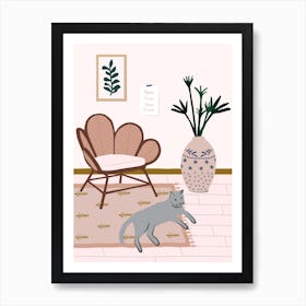 Cat At Home Art Print