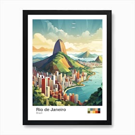 Rio De Janeiro, Brazil, Geometric Illustration 2 Poster Art Print