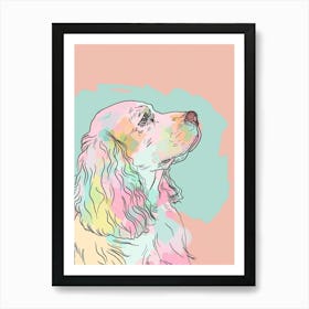 English Cocker Spaniel Dog Pastel Line Illustration 2 Art Print