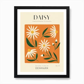 Vintage Orange And White Daisy Flower Of Denmark Art Print