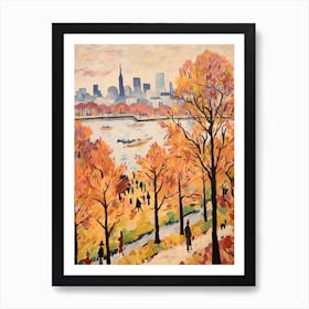 Autumn City Park Painting Odaiba Seaside Park Tokyo 2 Art Print