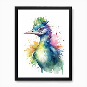 Troodon Cute Dinosaur Watercolour 2 Art Print