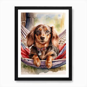 Dachshund In Hammock 2 Art Print