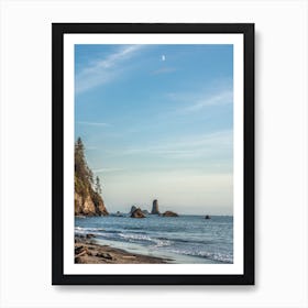 Sea Stack And Moon Art Print