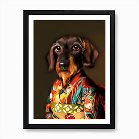 Doortje The Dachshund In Kimono Pet Portraits Art Print