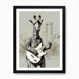 Giraffe With Guitar Art Print