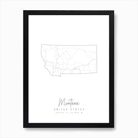 Montana Minimal Street Map Art Print