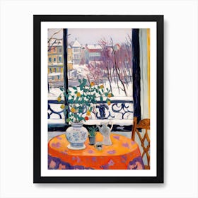 The Windowsill Of Moscow   Russia Snow Inspired By Matisse 1 Art Print