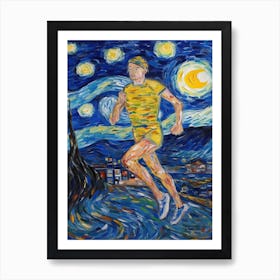 Triathlon In The Style Of Van Gogh1 Art Print