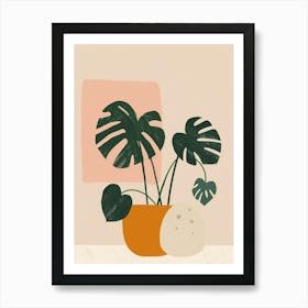 Swiss Cheese Plant Minimalist Illustration 3 Art Print