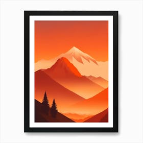 Misty Mountains Vertical Composition In Orange Tone 178 Art Print