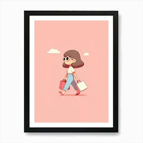 Girl With Shopping Bags 1 Poster