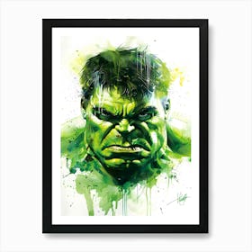 Hulk Portrait Watercolor 1 Art Print