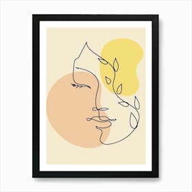 Woman'S Face With Leaves Art Print