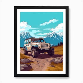 A Jeep Wrangler In The Andean Crossing Patagonia Illustration 1 Art Print