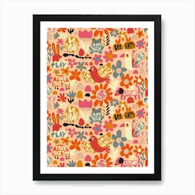 Positive Messages Animals Kids Bright Warm Art Print