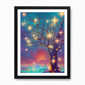 Tree With Stars In The Night Sky 3 Art Print