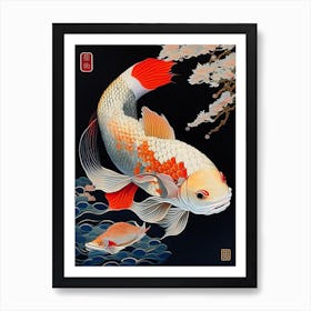 Asagi Koi Fish Ukiyo E Style Japanese Art Print