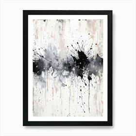 Grunge Style Banner Featuring Abstract Ink Splatter Messy Brushstrokes Imitating Dripping Paint Ch (3) Art Print