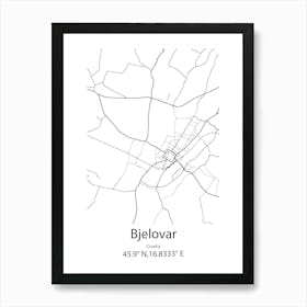 Bjelovar,Croatia Minimalist Map Poster