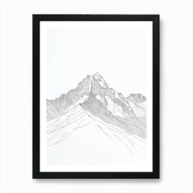 Huascaran Peru Line Drawing 4 Art Print